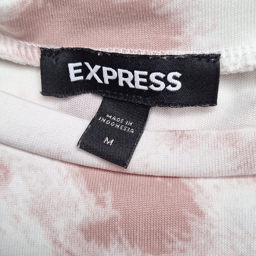 Used EXPRESS Size M Synched Dress, White, Pink, Stretch - Picture 2 of 5